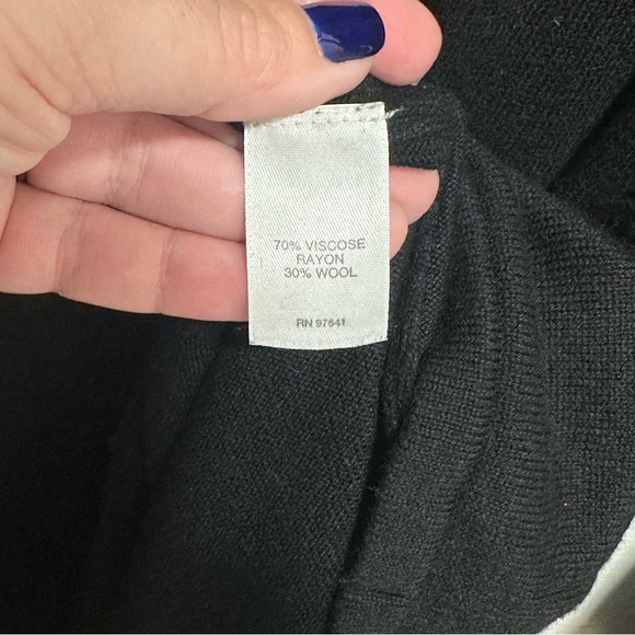 J Jill Top Womens Size L Black Stretch Knit Rhinestone Long Wool Blend Sweater - Picture 3 of 5